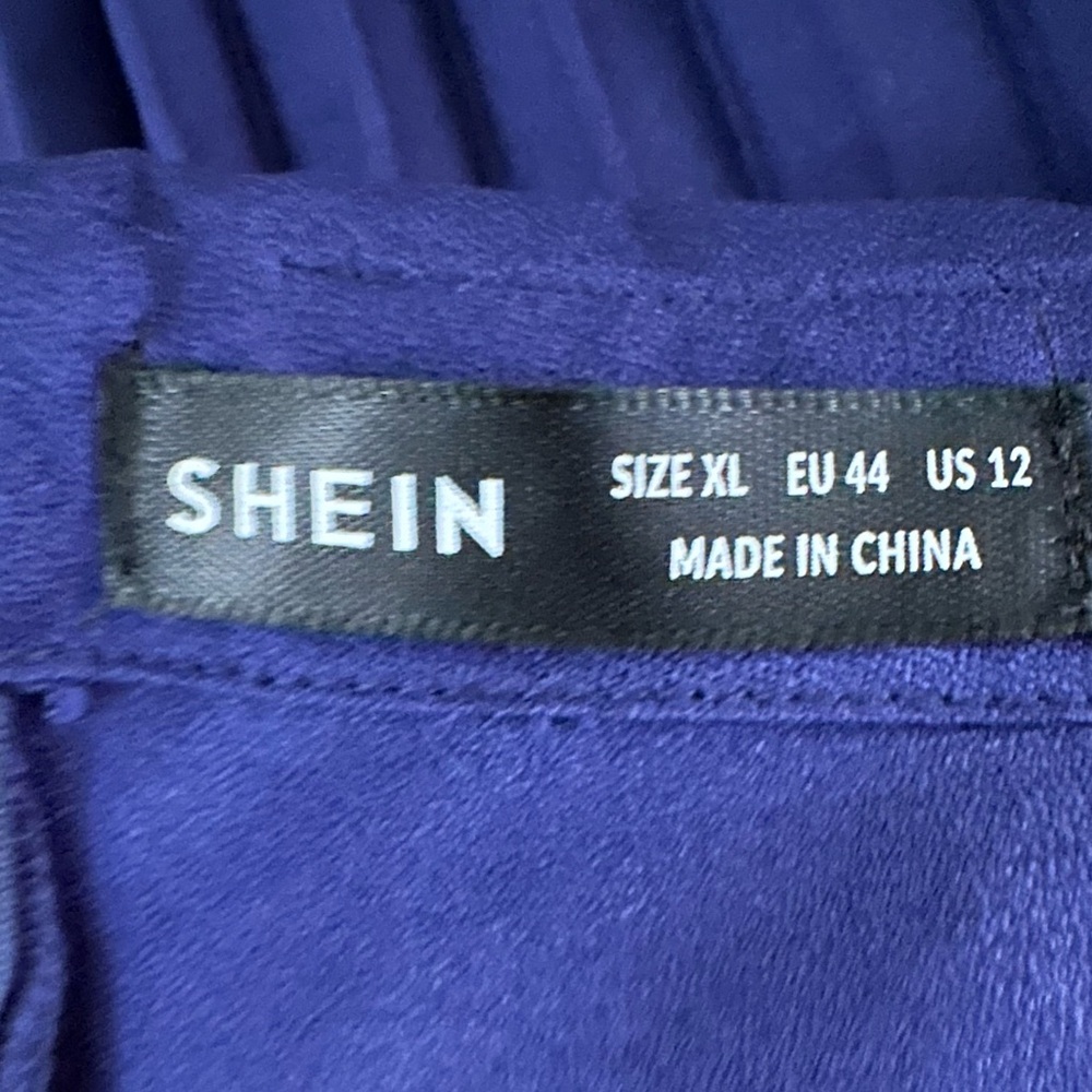 SHEIN Elegant Navy Blue Pleated Jumpsuit - Size XL (12) New w/o T - Picture 2 of 11